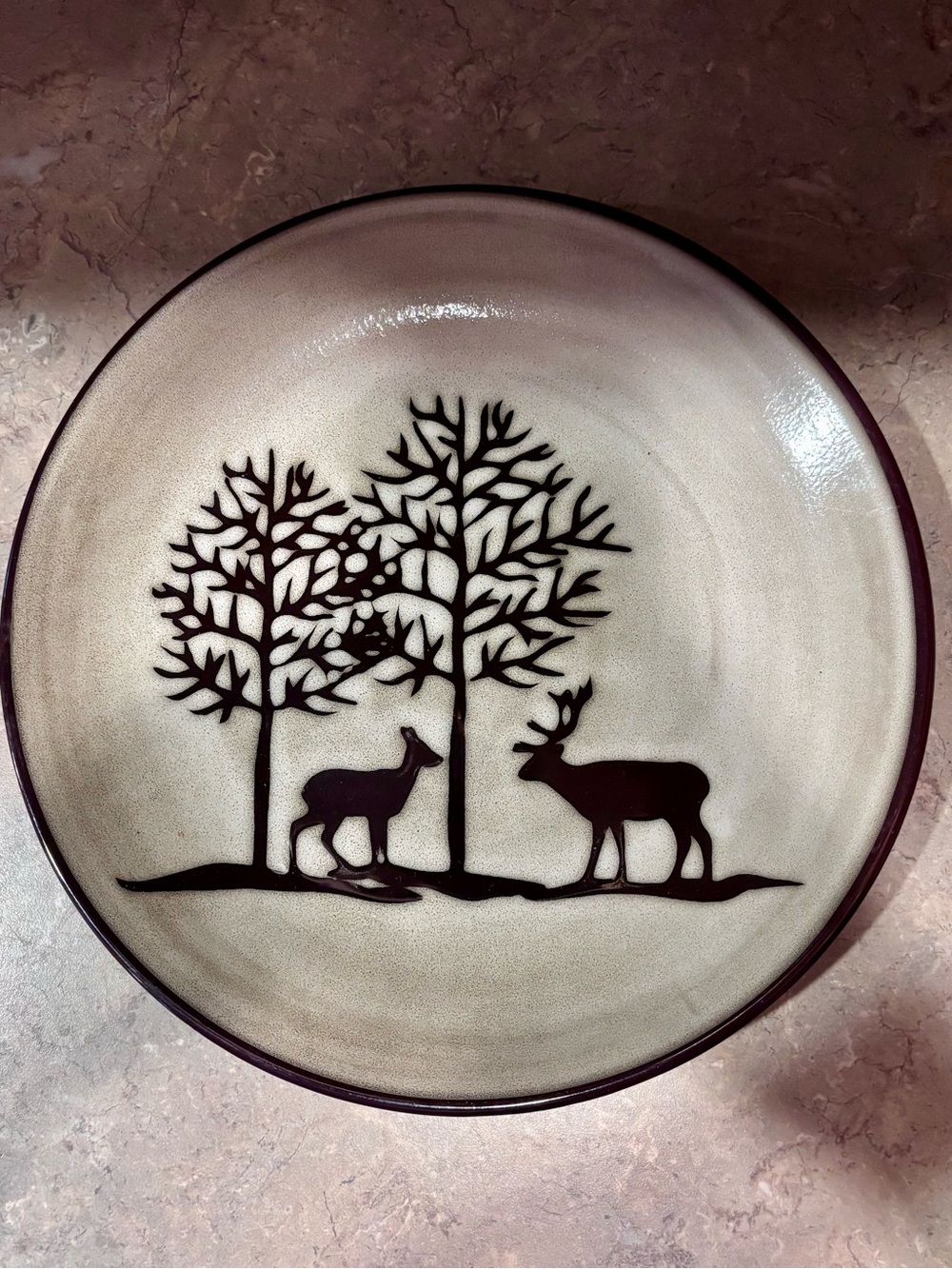 Deer Silhouette Stoneware Plate